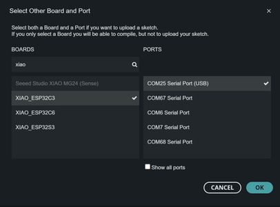 Connect ESP32 XIAO C3 Using the USB C PORT