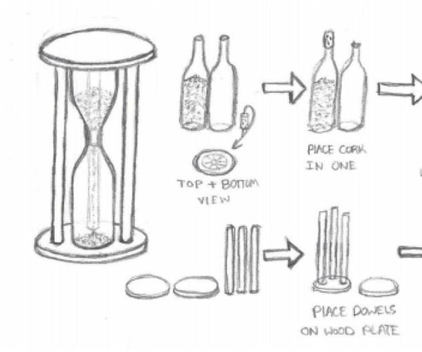 Recycled Wine Bottle Half-Hour Glass