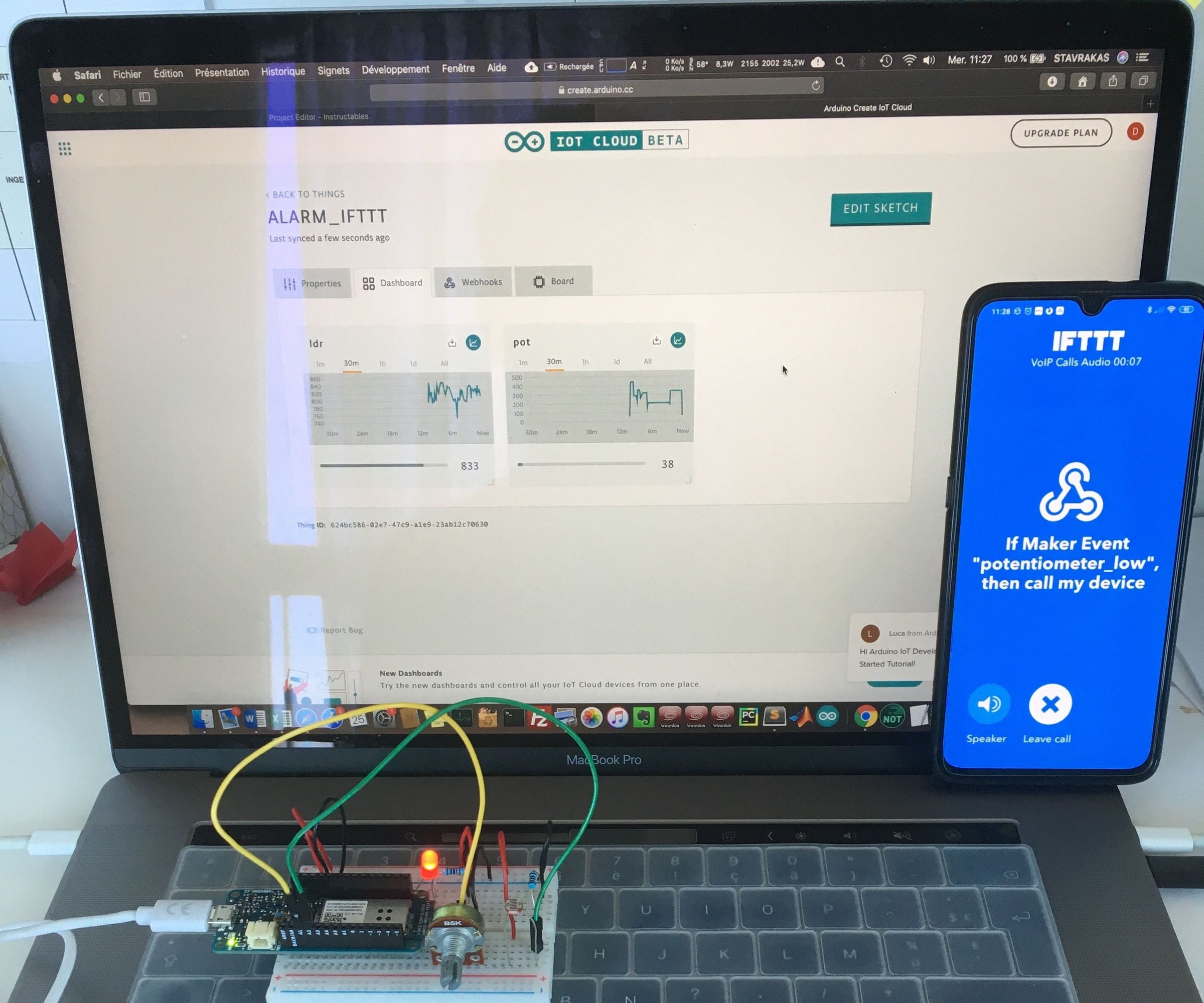 MKR1000 - Arduino IoT Cloud - IFTT Phone Call