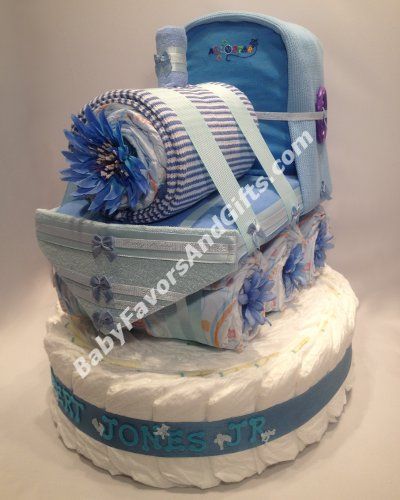 Train Baby Shower Diaper Cake Ideas
