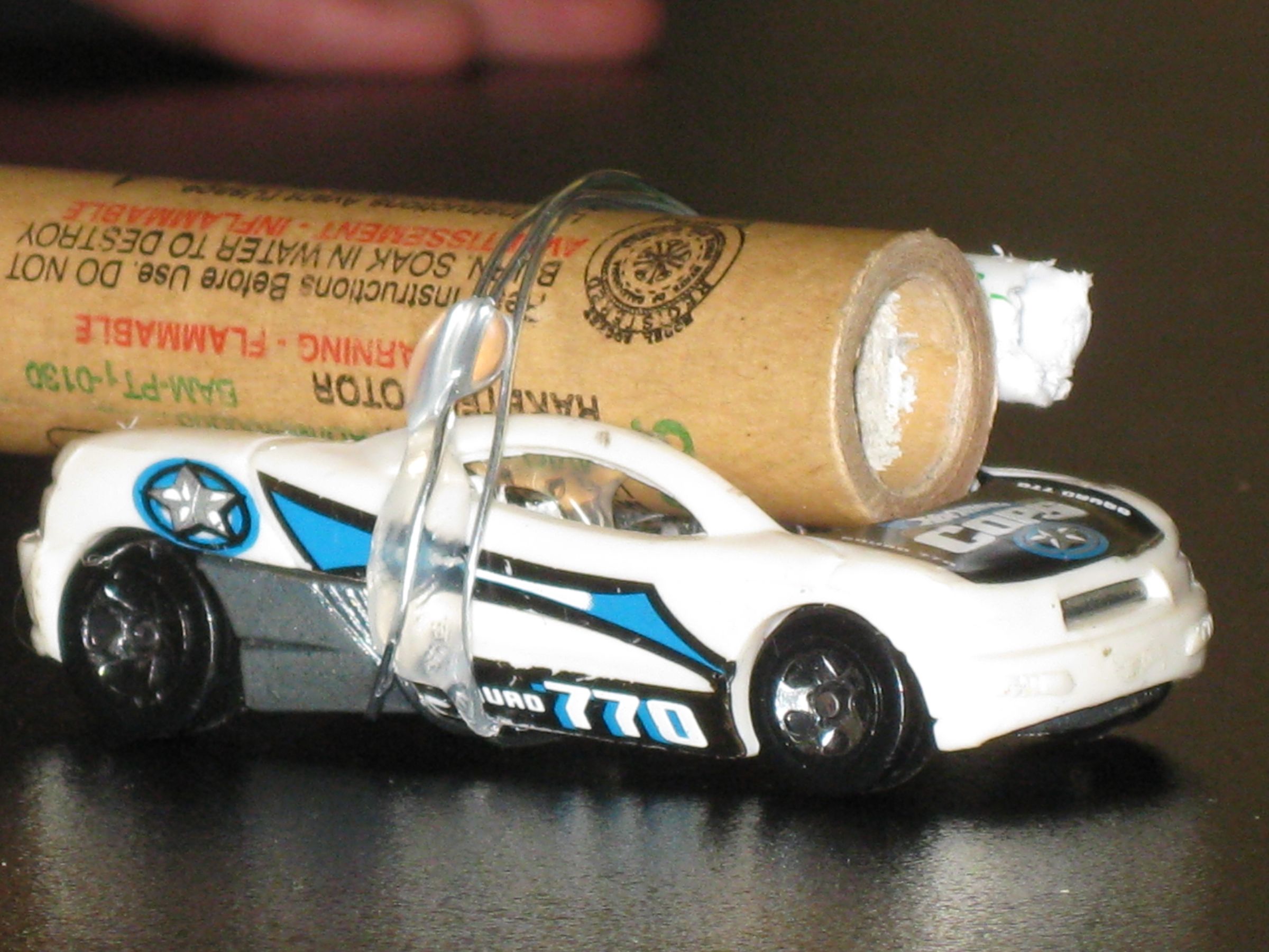 Fire a Hotwheels Car With a Rocket and Measure Velocity.