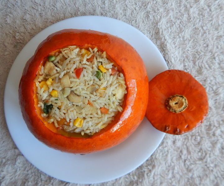 Roasted Pumpkin Stuffed With Everything Good