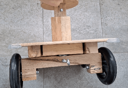 Oak/Beech Wooden Pulling Car for 2 Kids With Steering
