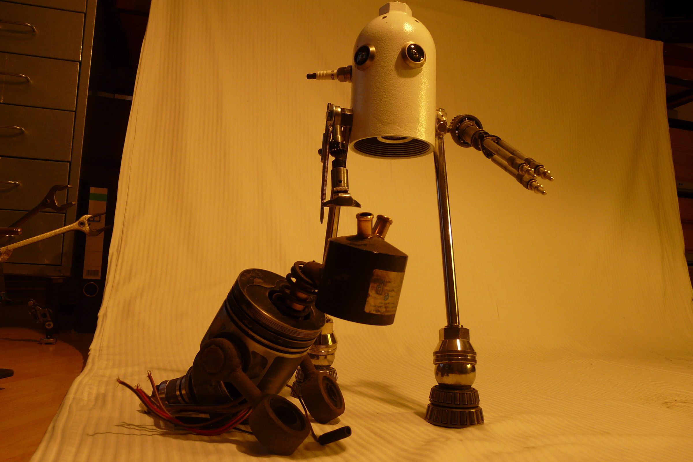 Robot Lamp made from scrap
