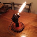 Wooden Hand Light With Wood Log Slice Base