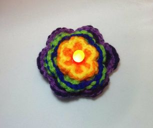 LED Crochet Rainbow Flower Hair Clip