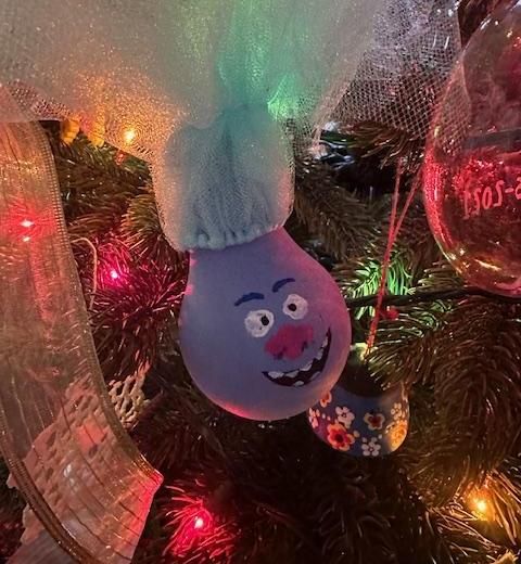 Upcycled Trolls Movie Lightbulb Ornament
