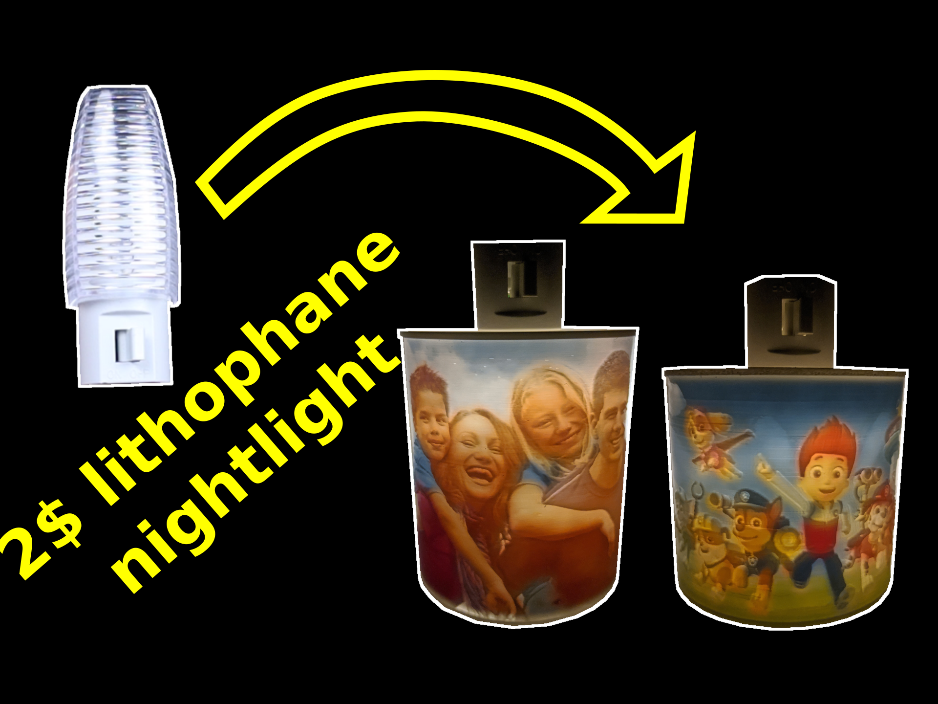 Cheapest Color Lithophane Night Light 3 Steps Instructables