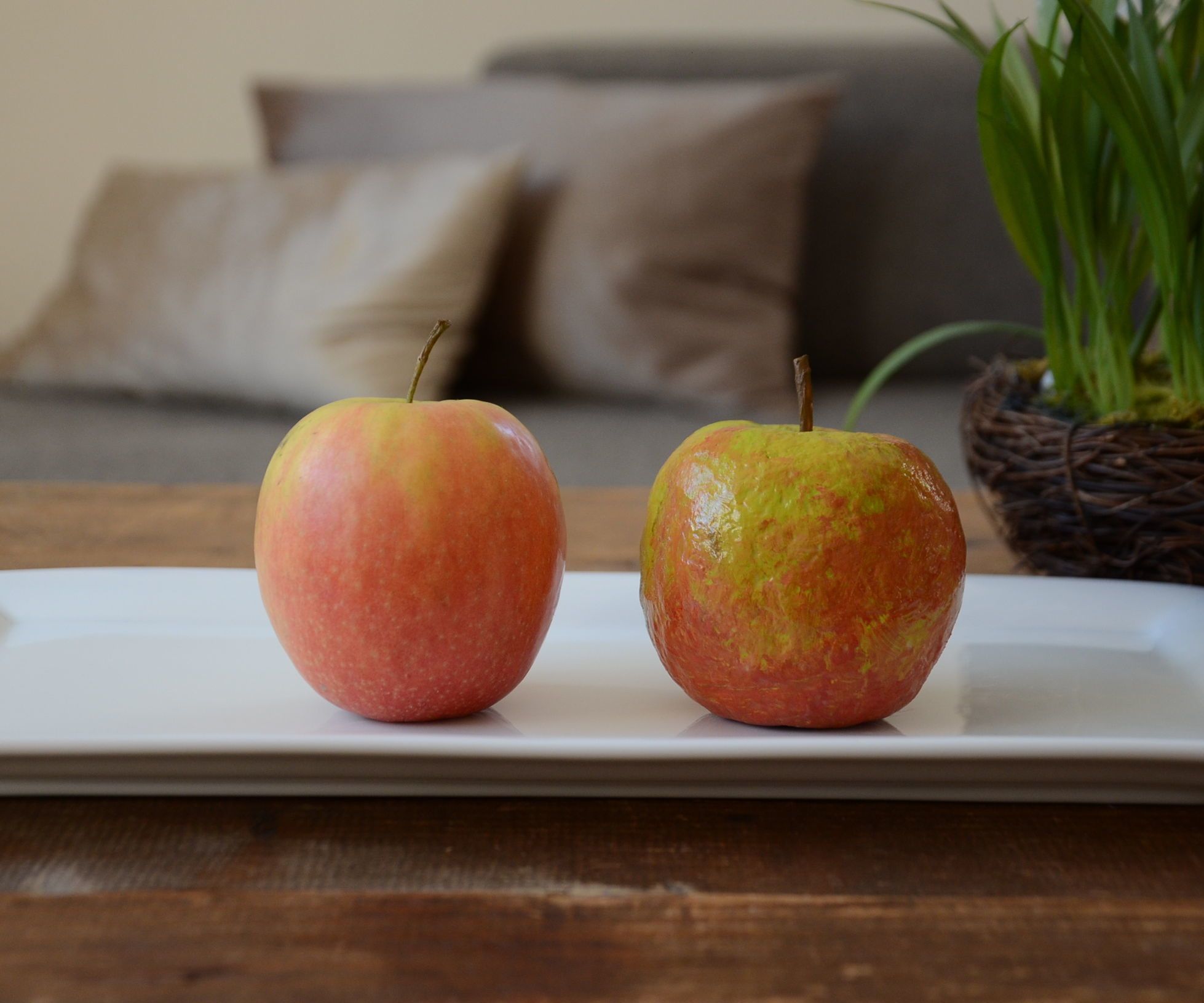 Paper Mache Fruits (apple and Mandarin)