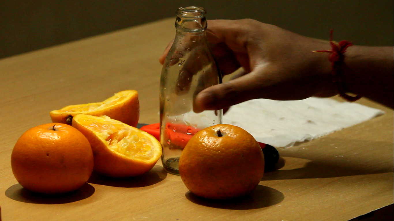 tree with orange seed pods