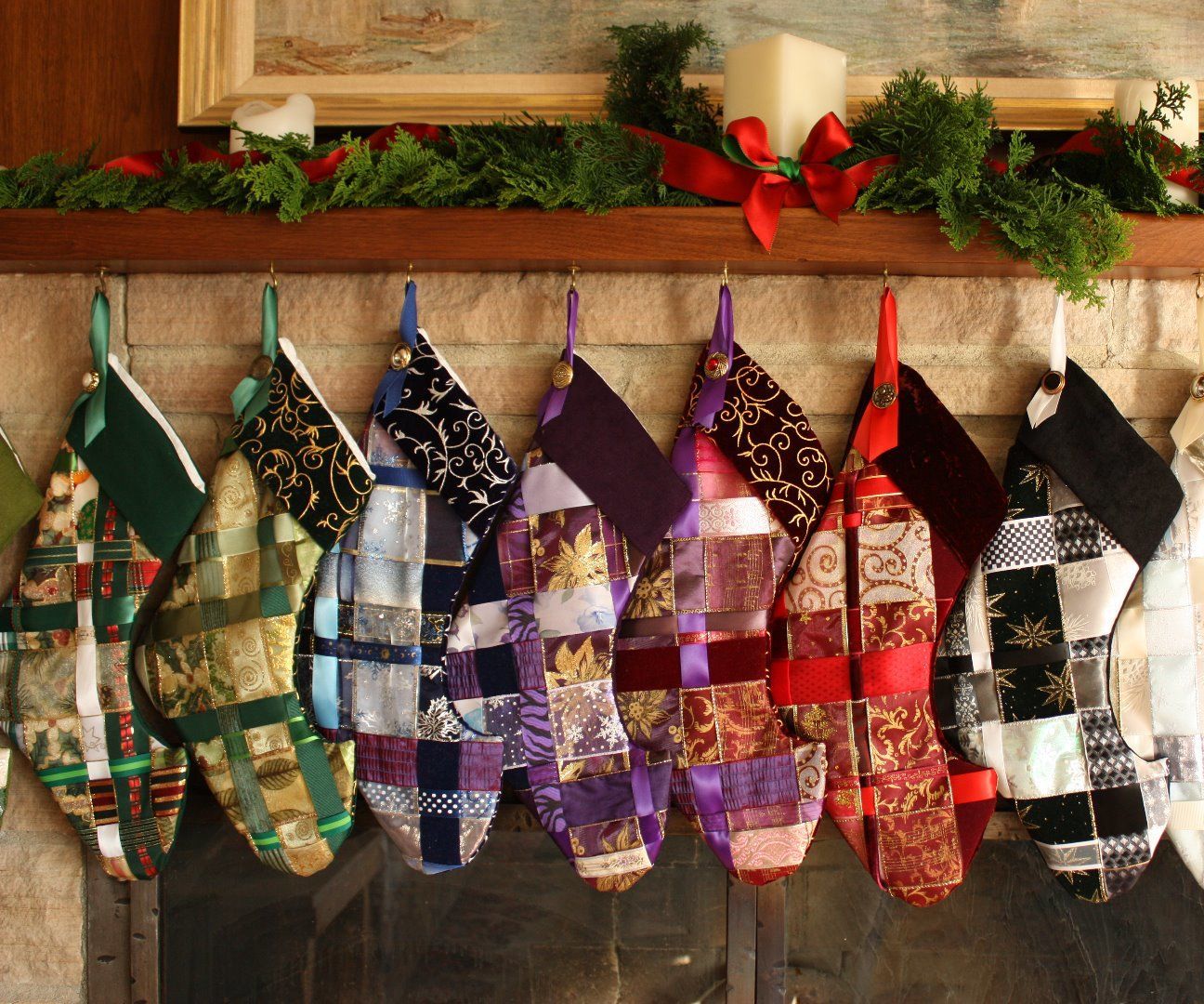Woven Ribbon Christmas Stocking