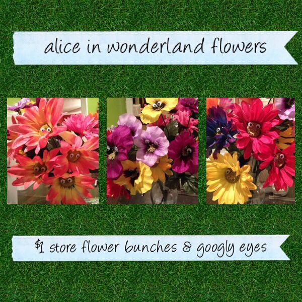 Alice in Wonderland Googly Eyed Flower Decorations