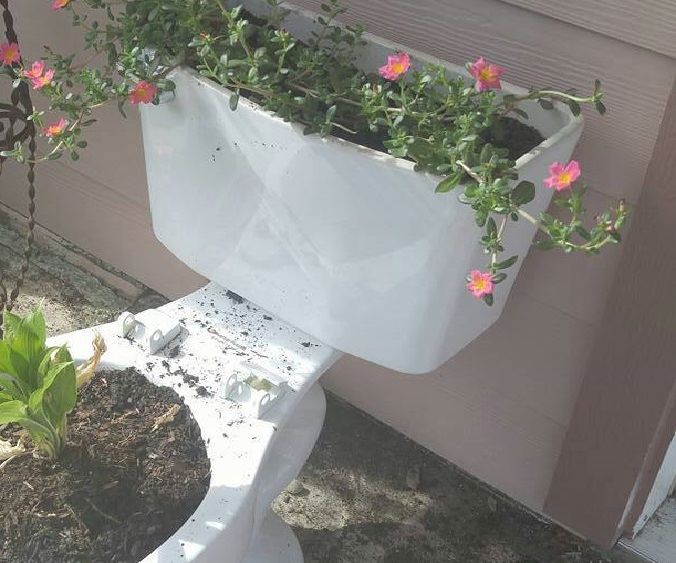 Upcycled Toilet Planter