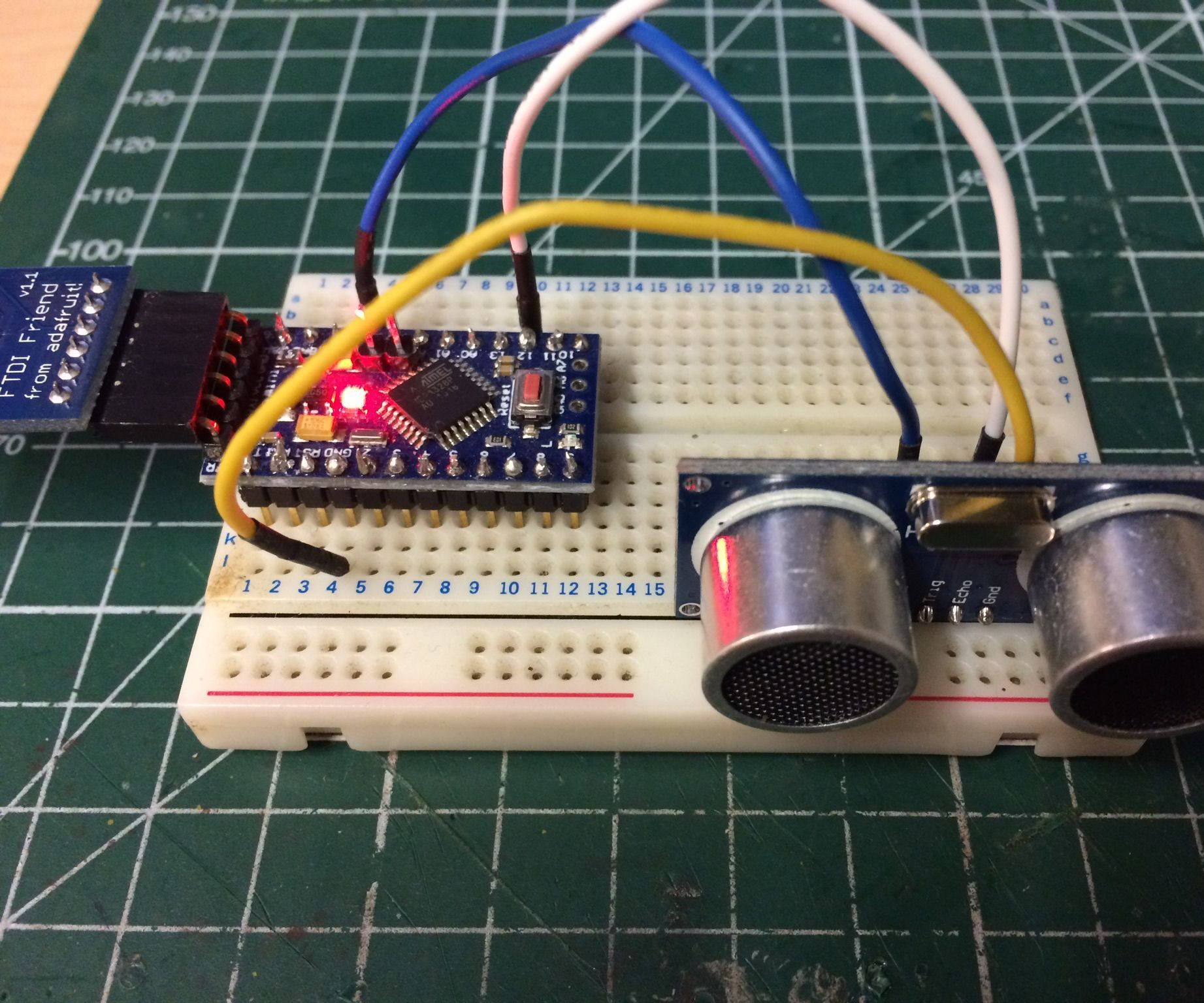 Super Simple Sonar on Arduino Pro-mini 5v With HC-SR04 Sonar Module