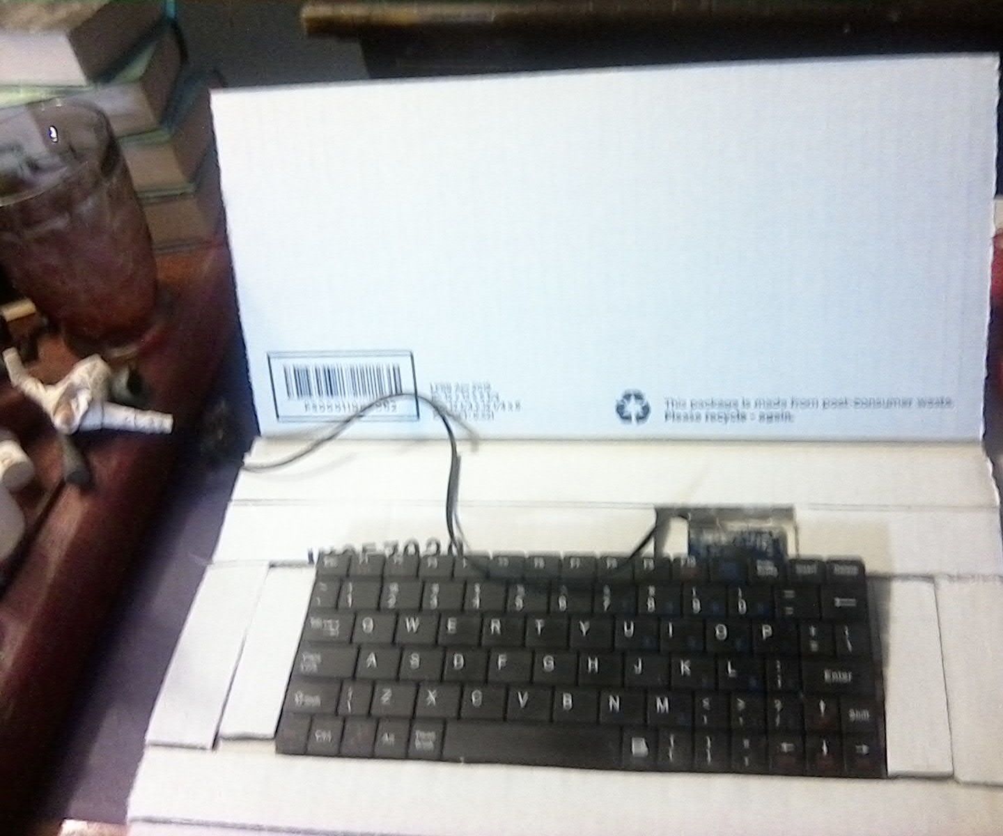 Tablet Stand From Cardboard Box and Reused Keyboard