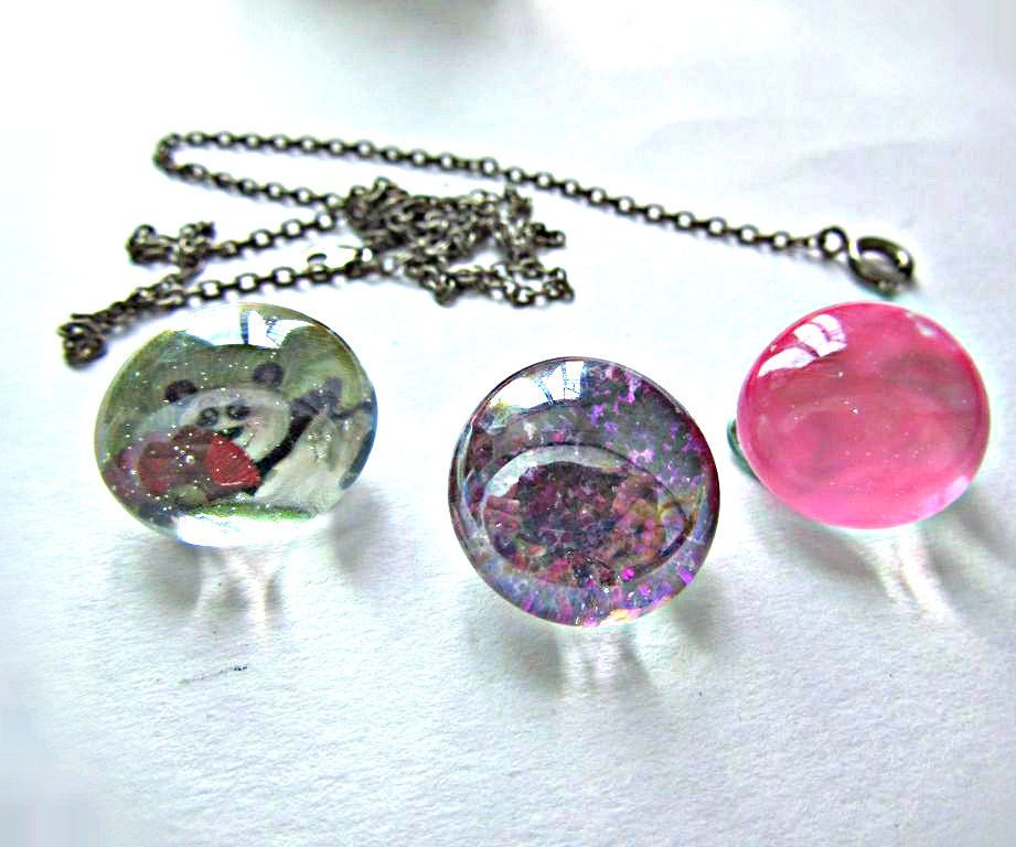 Flat Marble Charm Necklace