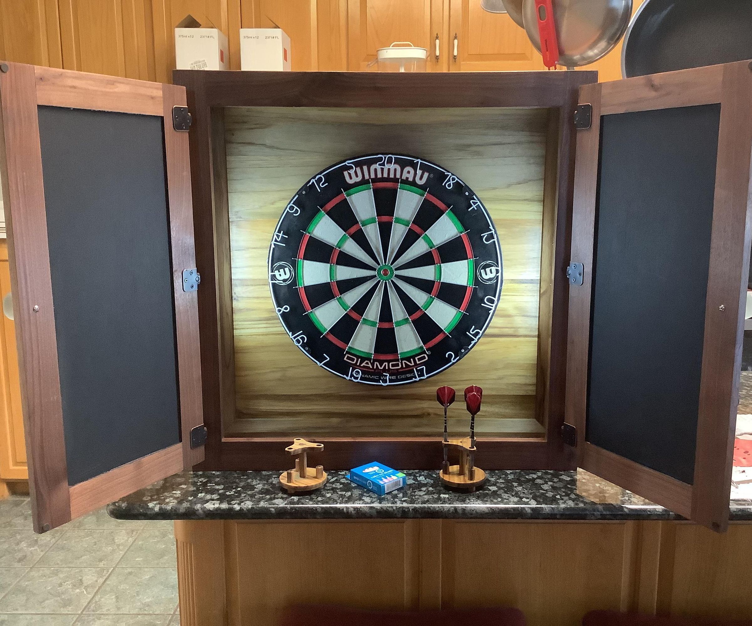 Delux Dart Board Cabinet Set