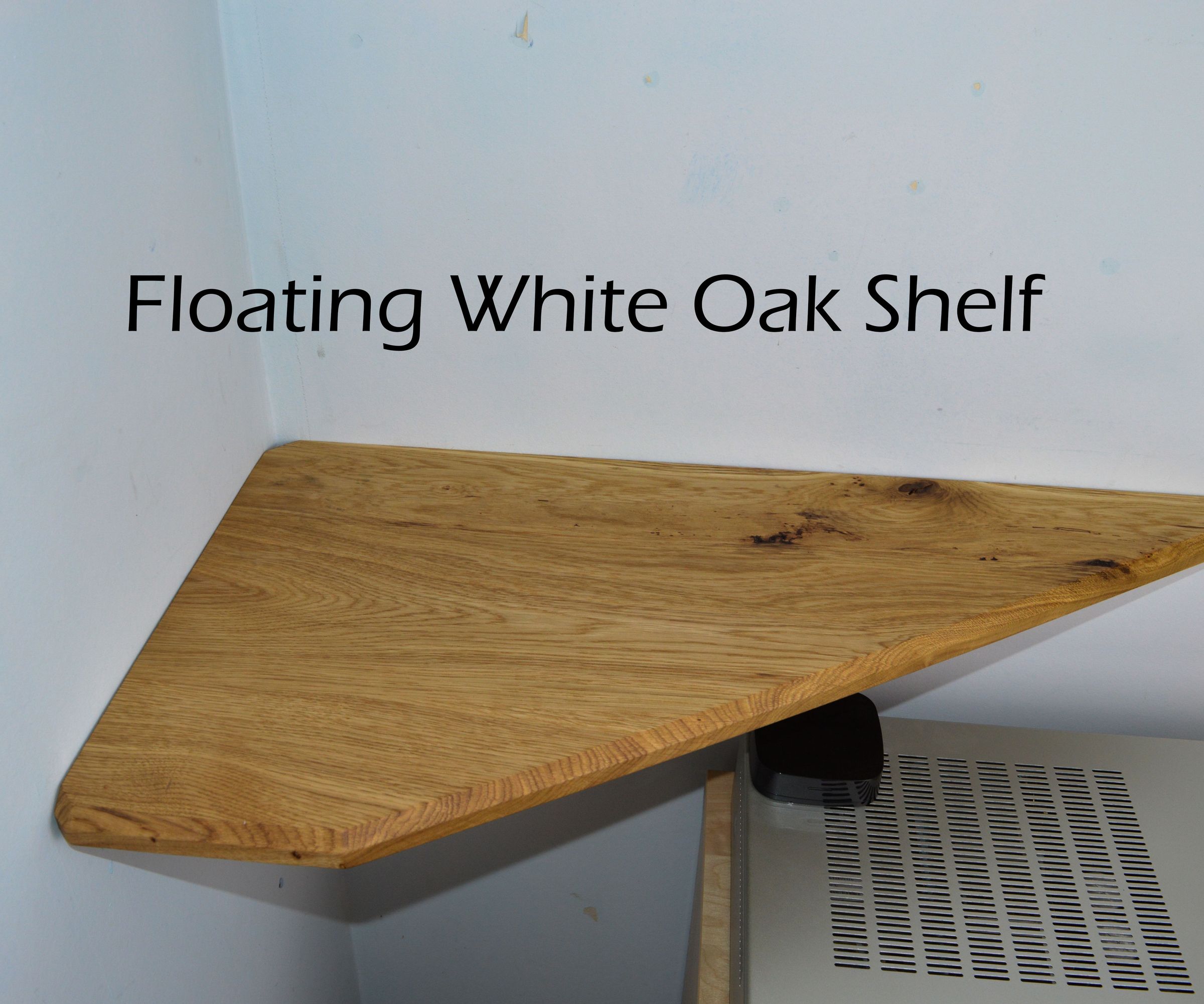 Beautiful White Oak Floating Corner Shelf
