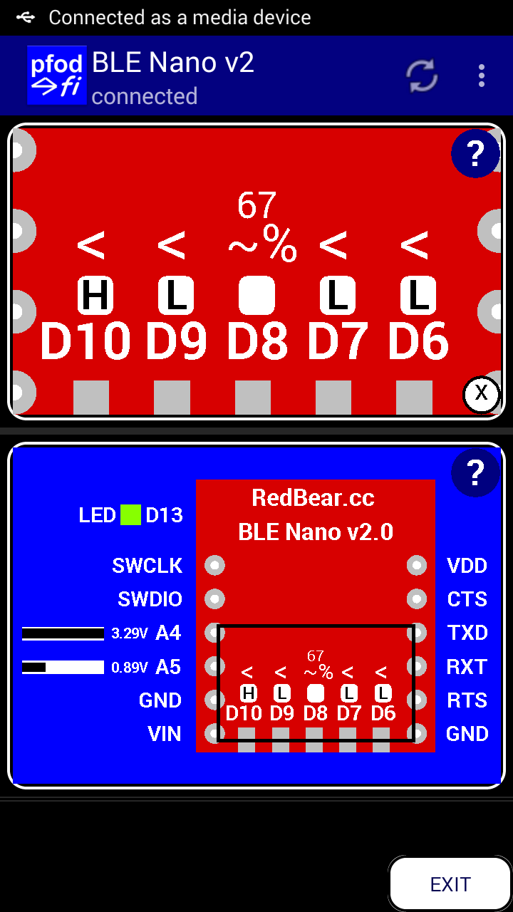 Redbear BLE Nano V2 Custom Controls With PfodApp -- No Coding Required