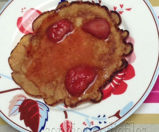 Spelt Pancakes With Hot Maple Syrup Strawberries