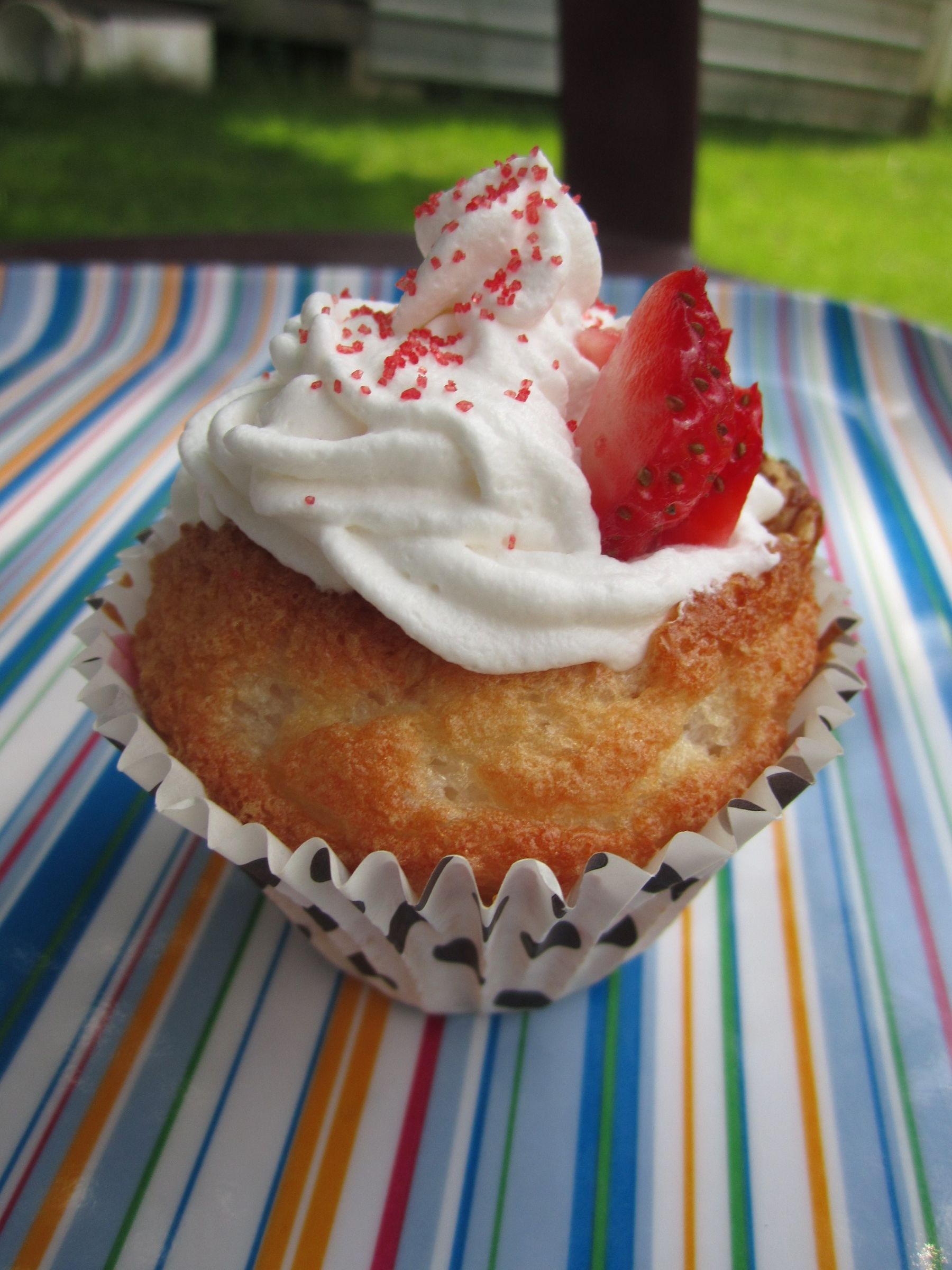 Strawberry Angel Food Cupcake