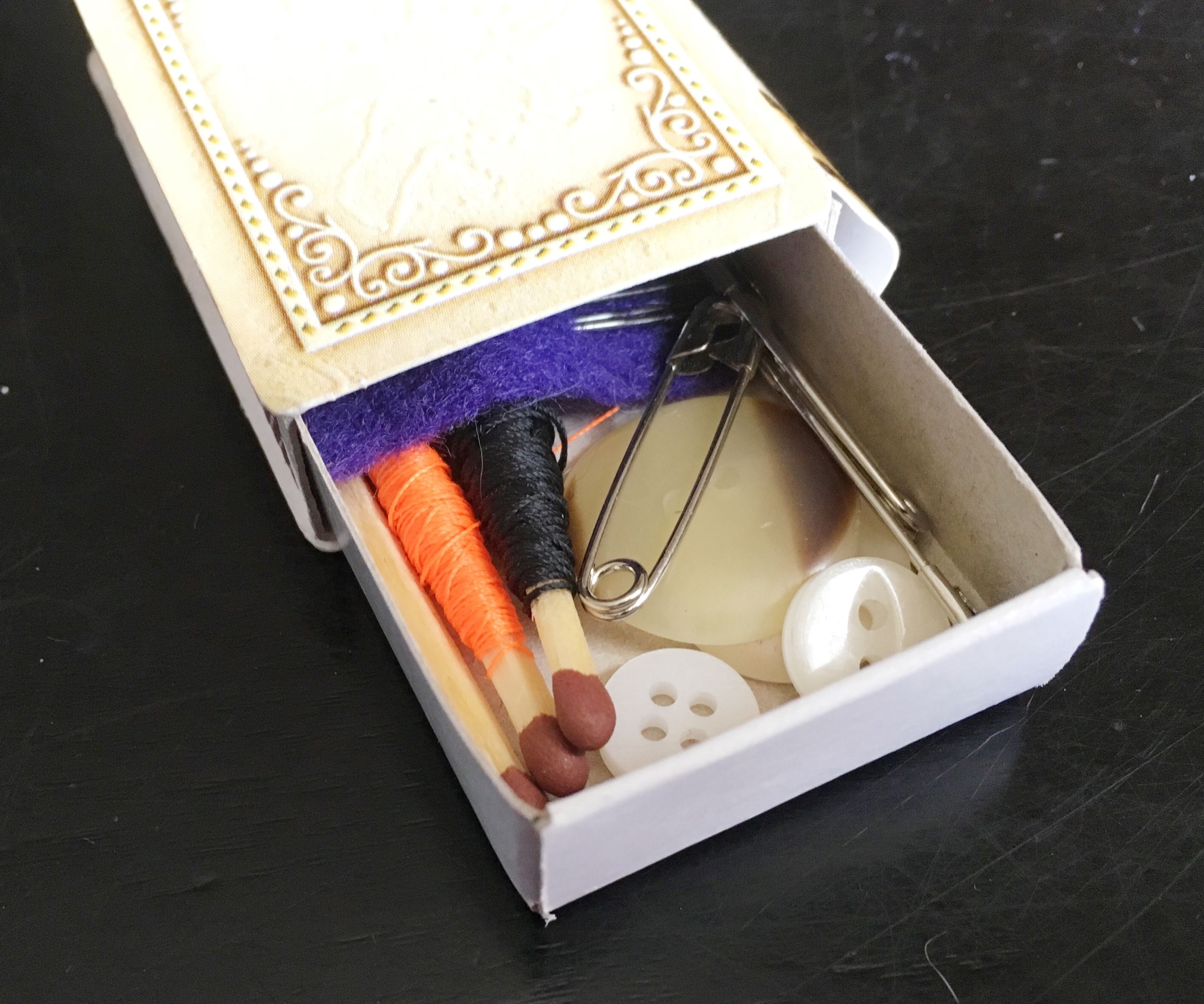 Emergency Matchbox Sewing Kit