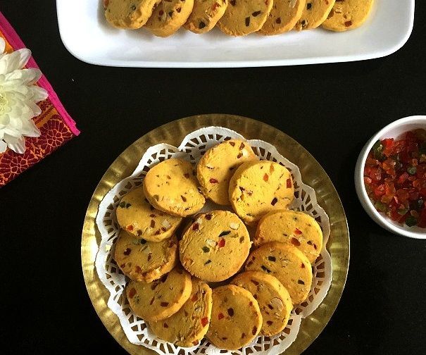Karachi Biscuits/Eggless Candied Fruit Cookies