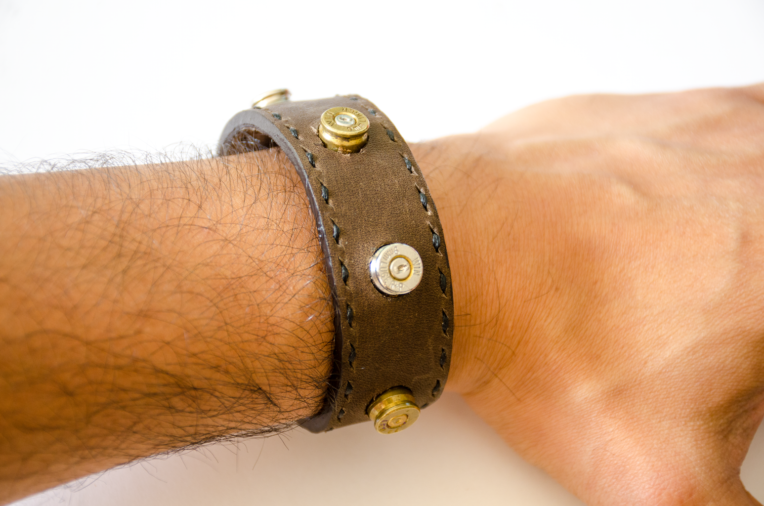 Bullet Casing Studded Leather Cuff 9 Steps with Pictures