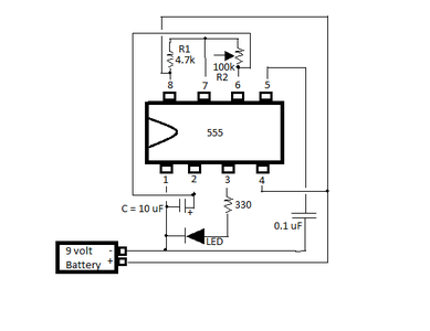 555 IC Intro: Flashing LED