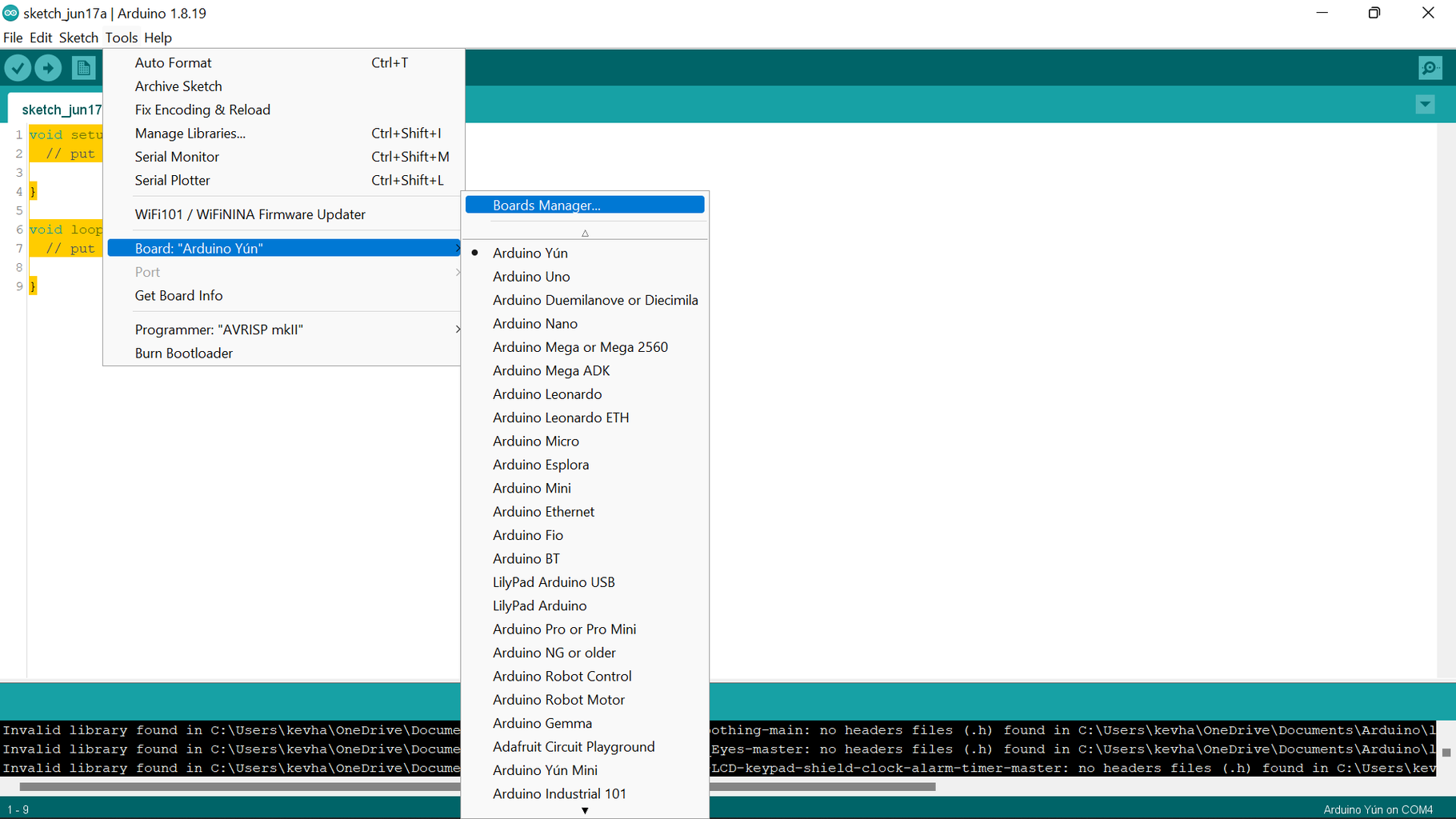 Adding the Esp Boards in Board Manager.