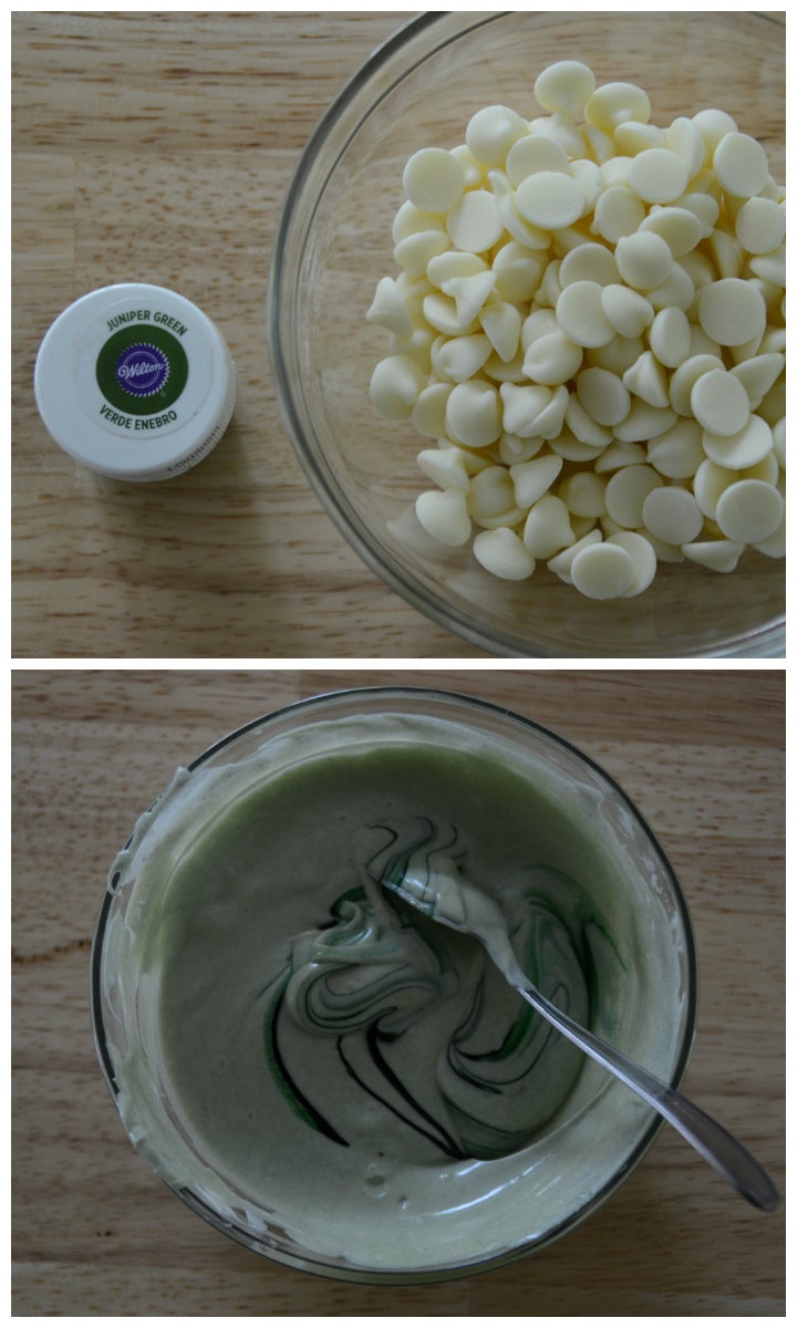 White Chocolate Into Green Leaves