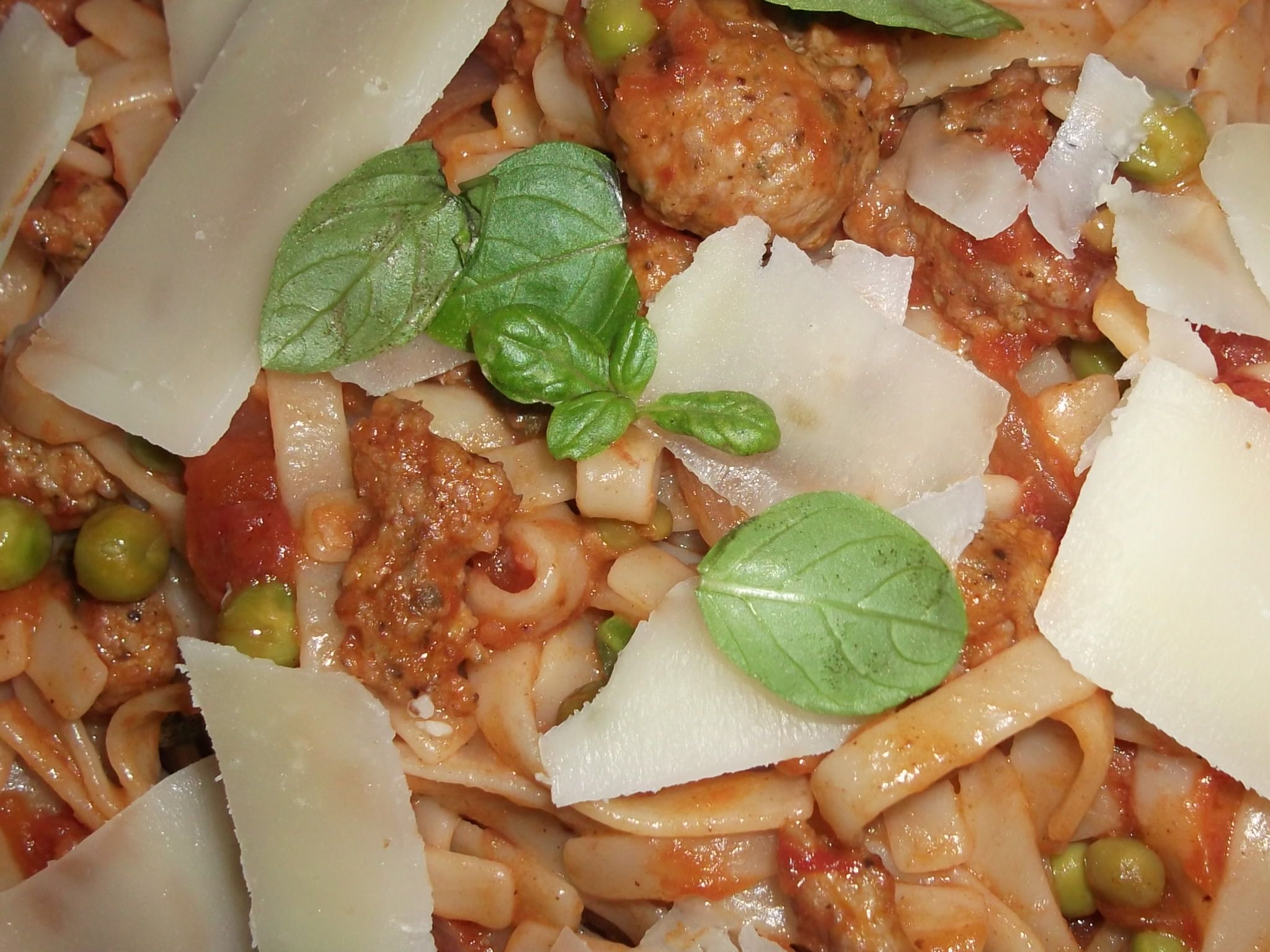 Pasta With Sausage, Caramelised Onion, Petit Pois, Fennel Seed and Pecorino Sardo