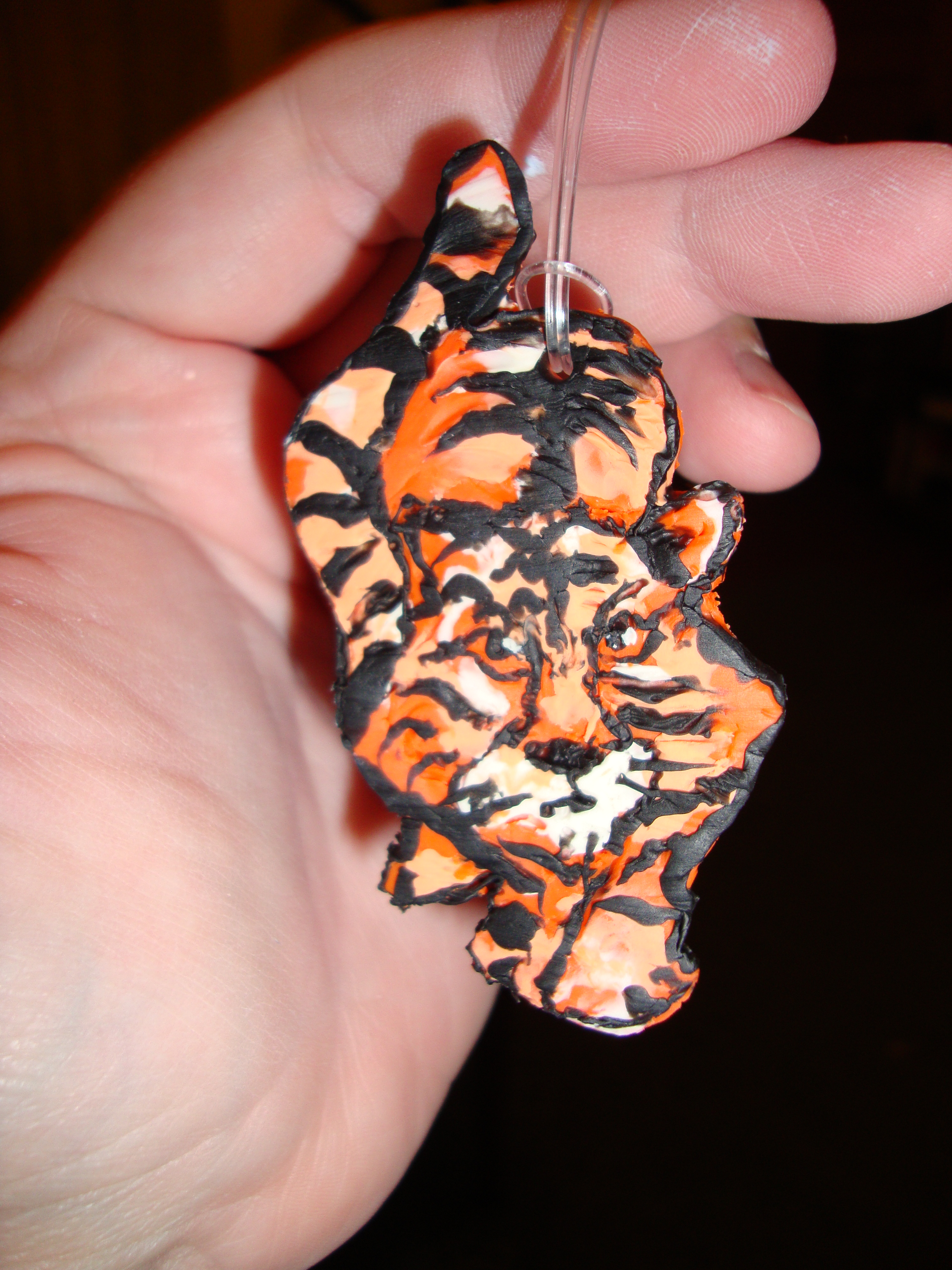 Orange Tiger Cat Sculpey Pendant