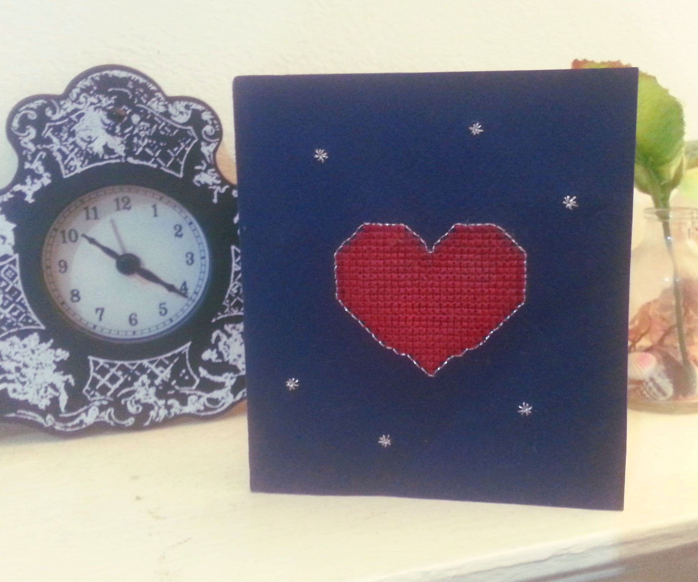 Cross-stitched Valentine's Card
