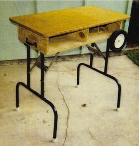 Folding and Rolling Compact Workbench With Electrical Outlet and Extension Cord