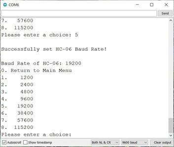 Choice #2: Set HC-06 Baud Rate