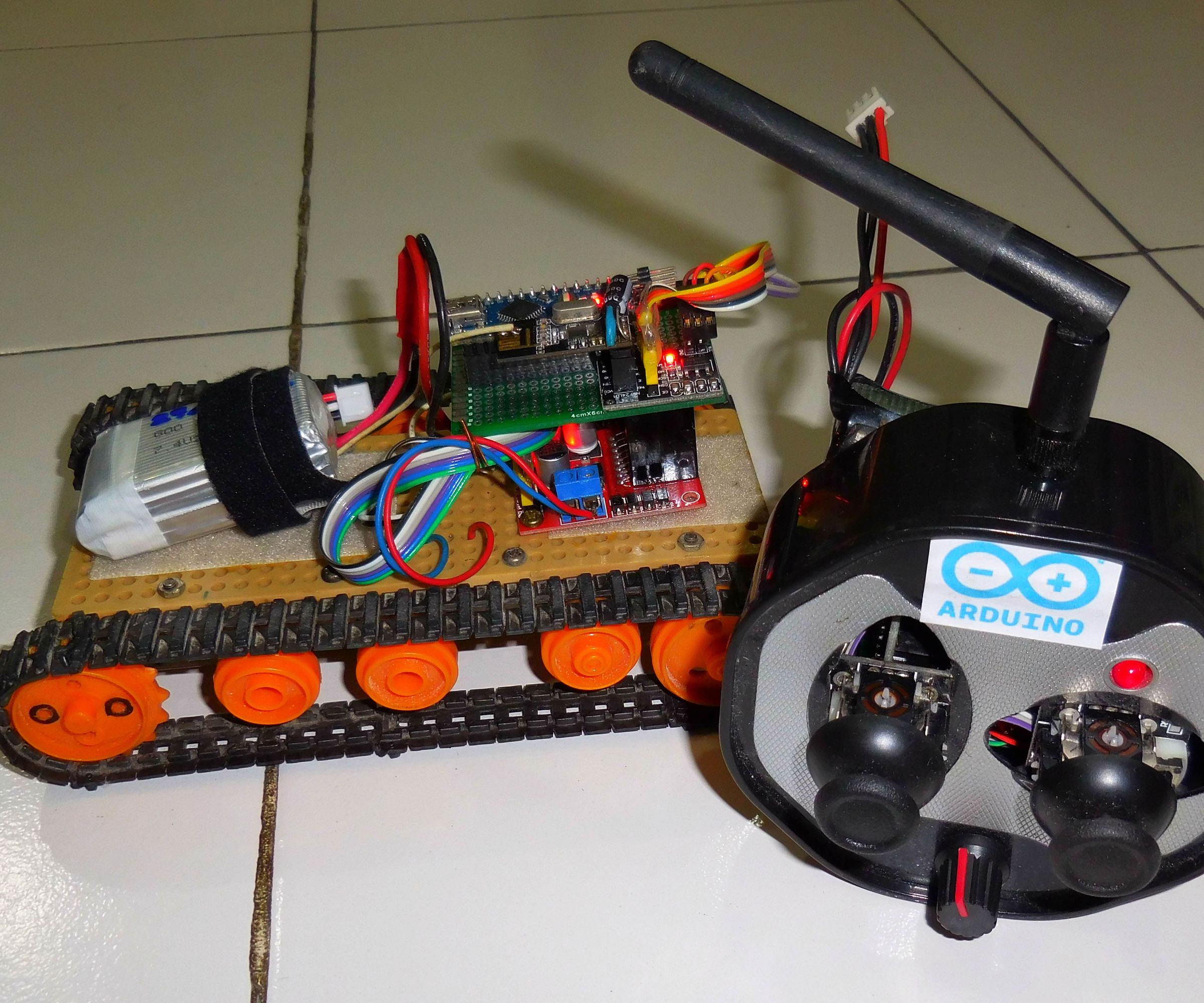 How to Control Tracked Robot Via Joystick NRF24L01 Module Arduino Part2 Rx