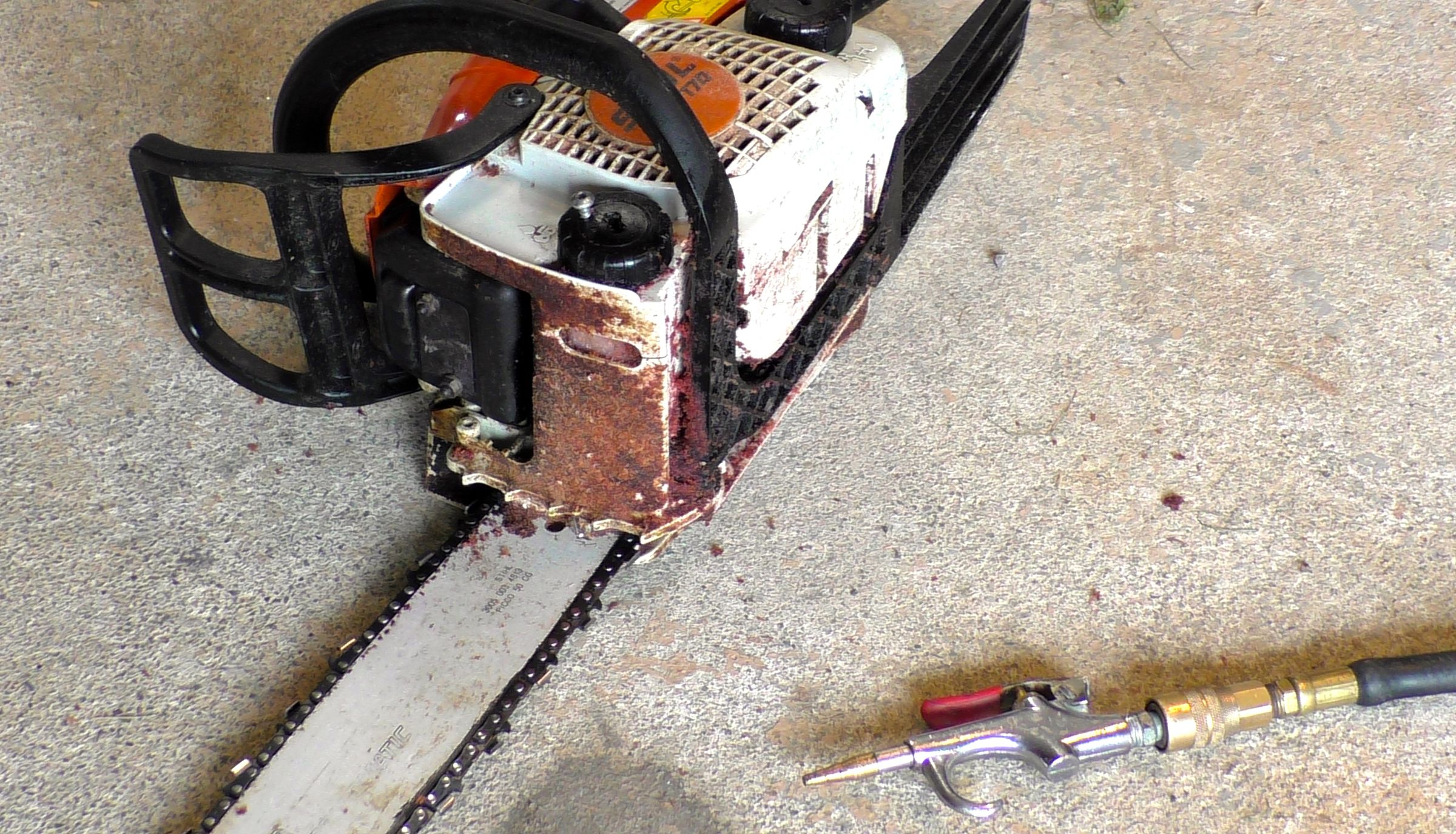 Fixing Chainsaw Bar Oil Problem With Air Compressor Instructables