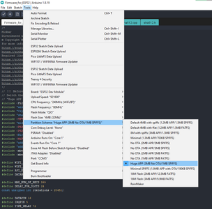 Switch the Partition Scheme to the "Huge APP (3MB No OTA/1MB SPIFFS)"