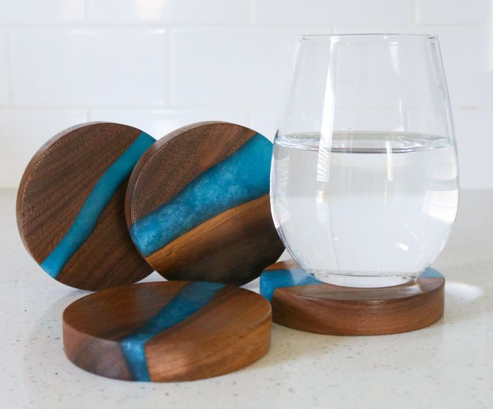 DIY "Faux" Live Edge River Coasters