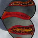 Steel Heart and Fused Glass Sculpture