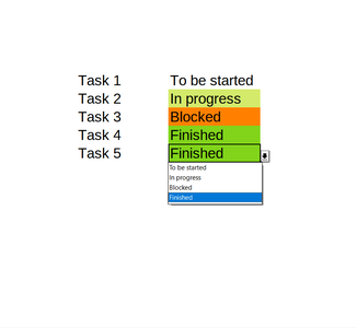 LibreOffice Calc: Drop-down Menu for Task Progression Values With Background Color According to Value 