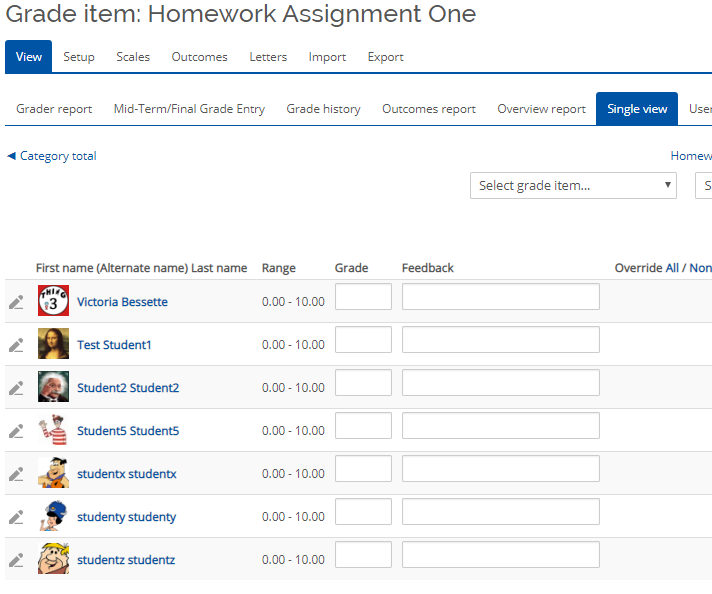 Use the “Single View” Screen to Grade an Activity in Moodle