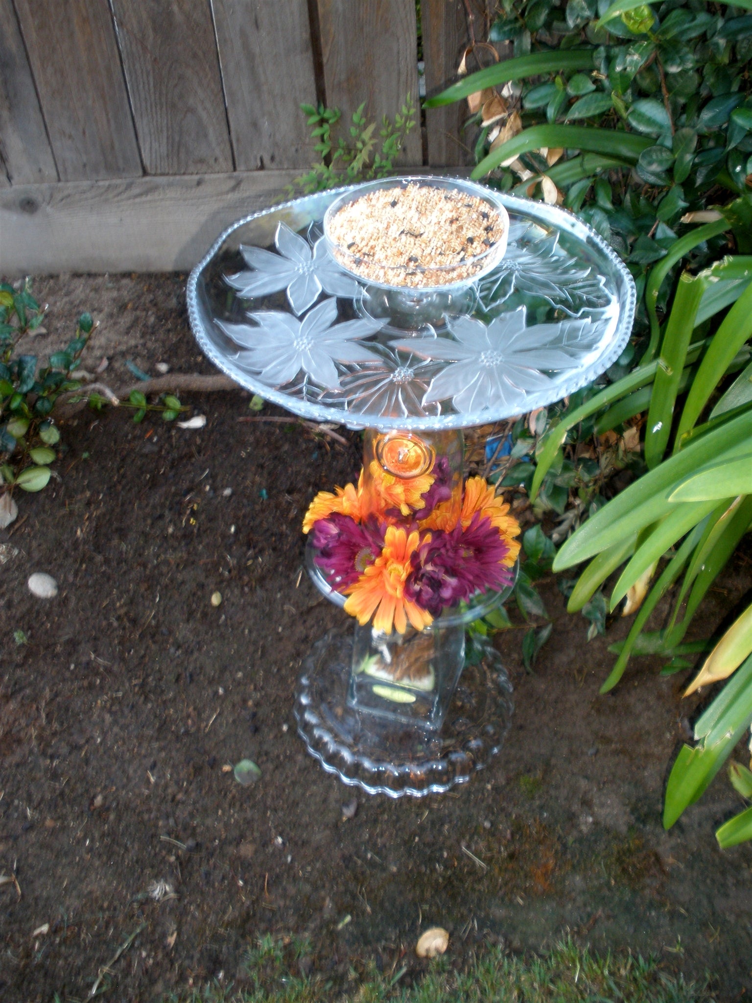 Glassware Bird Bath, Feeder, or Plant Stand Instructables