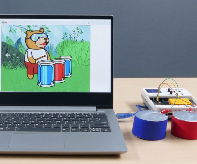 DIY Capacitive Drum Set Played on PictoBlox (Scratch Based Graphical Programming Software)