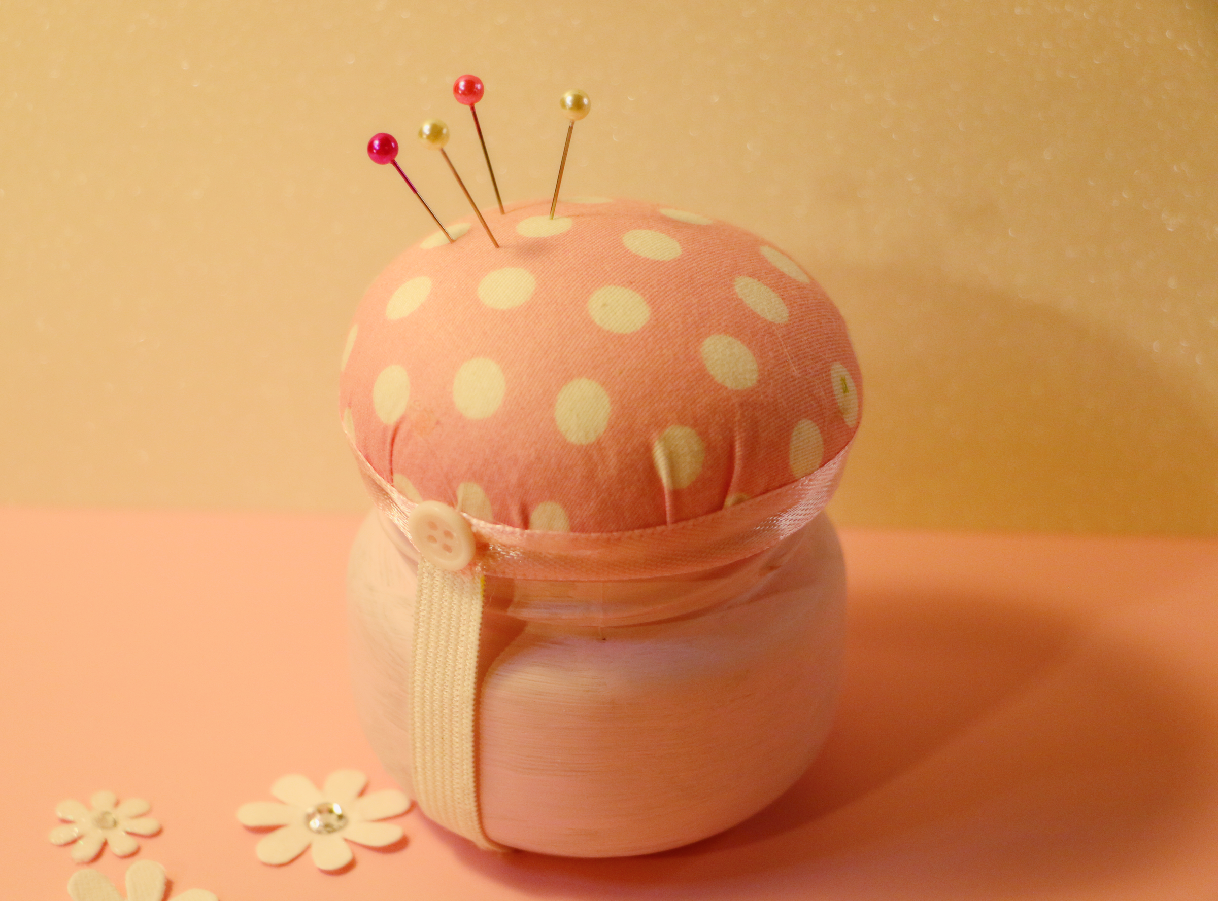 How to Transform Glass Garlic Jars Into Multi-Functional Pin Cushions With Storage