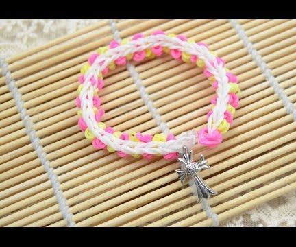 How to Make Cross Charm Rubber Band Bracelet 