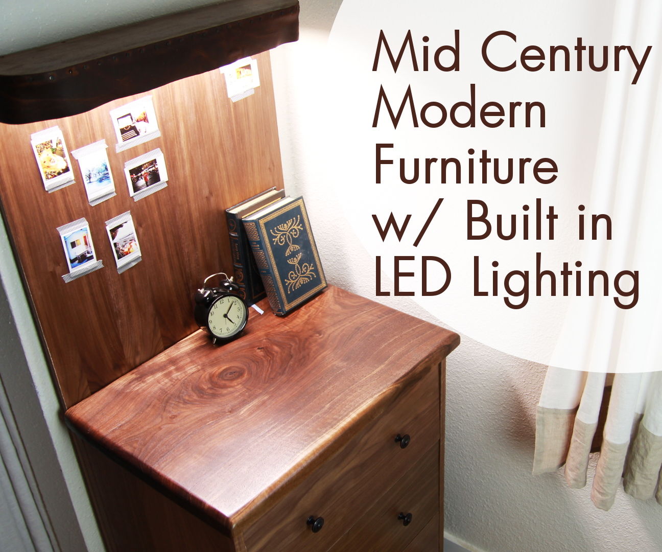 Mid Century Modern Storage Table W/ Built-in LED Lighting