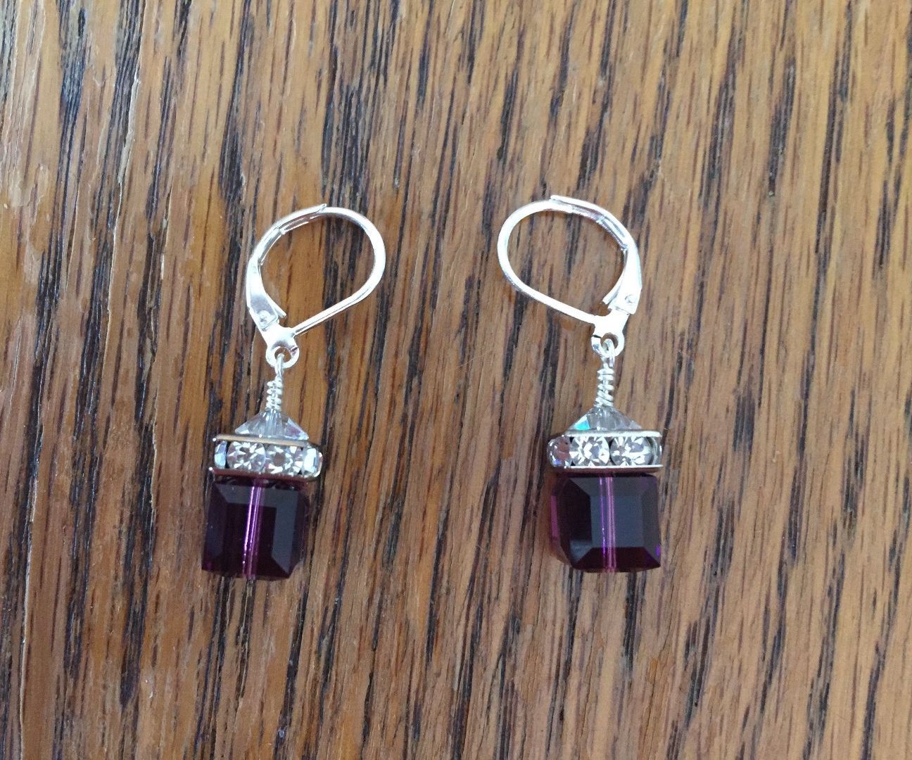 Wire Wrapped Swarovski Cube Earrings