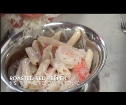 Roasted Red Pepper & Shrimp Alfredo With Penne
